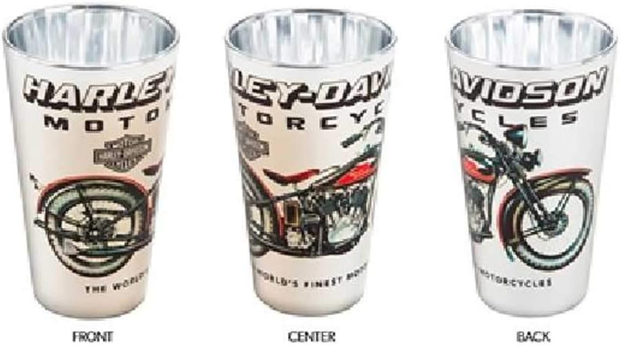 Bicchiere Harley-Davidson Vintage in vetro cromato, logo bar & shield