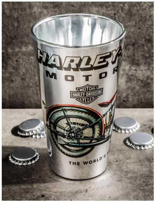 Bicchiere Harley-Davidson Vintage in vetro cromato, logo bar & shield