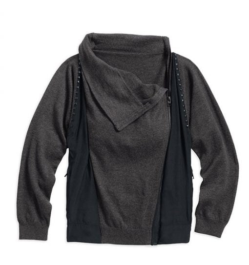 Maglione Harley-Davidson con zip asimmetrica da donna