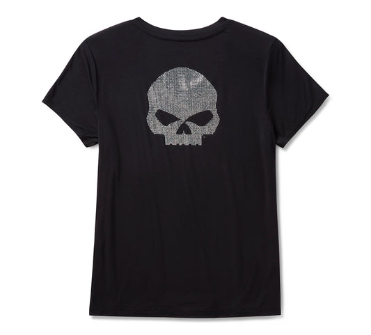 Maglia a V Willie G Skull Bling da donna - Harley Black