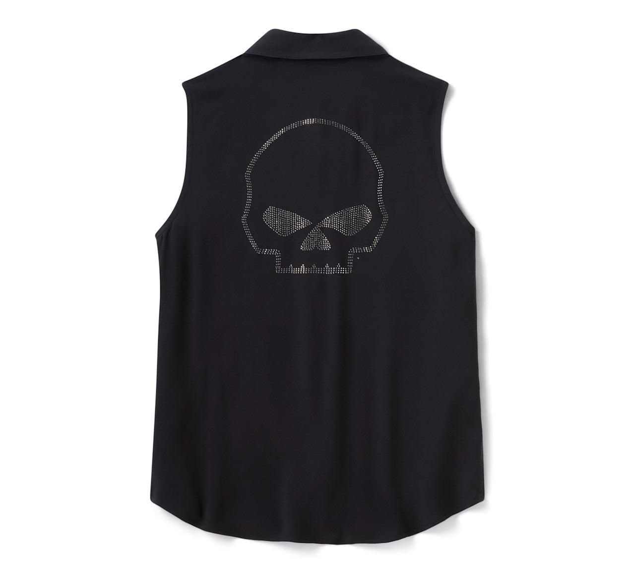 Camicia senza maniche in tessuto Willie G Skull Bling da donna - Harley Black
