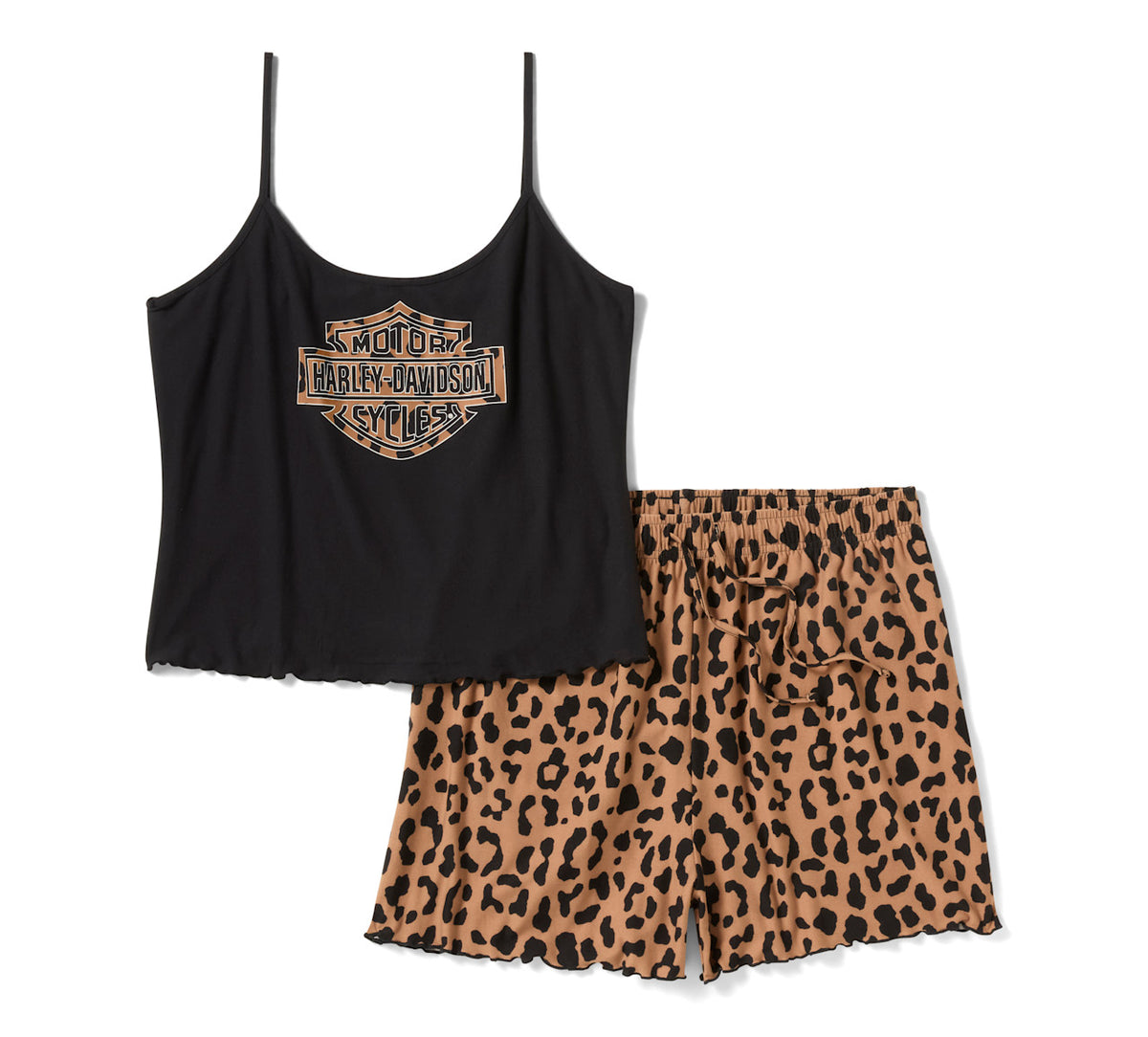 Completo da donna H-D con canotta e pantaloncini leopardati