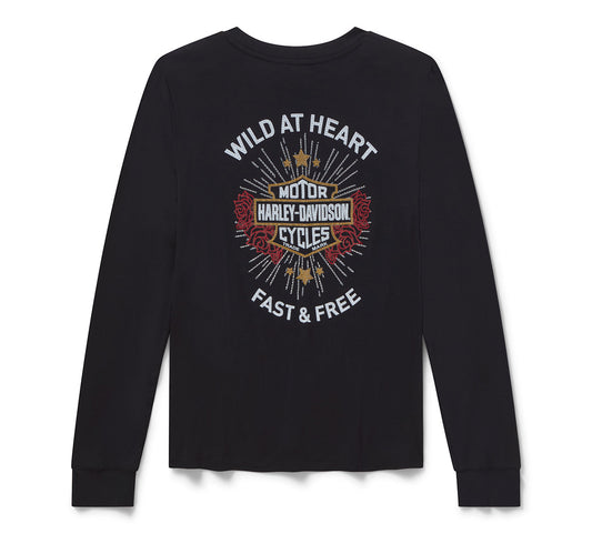 Top a maniche lunghe da donna Bling Iron Rose - Harley Black