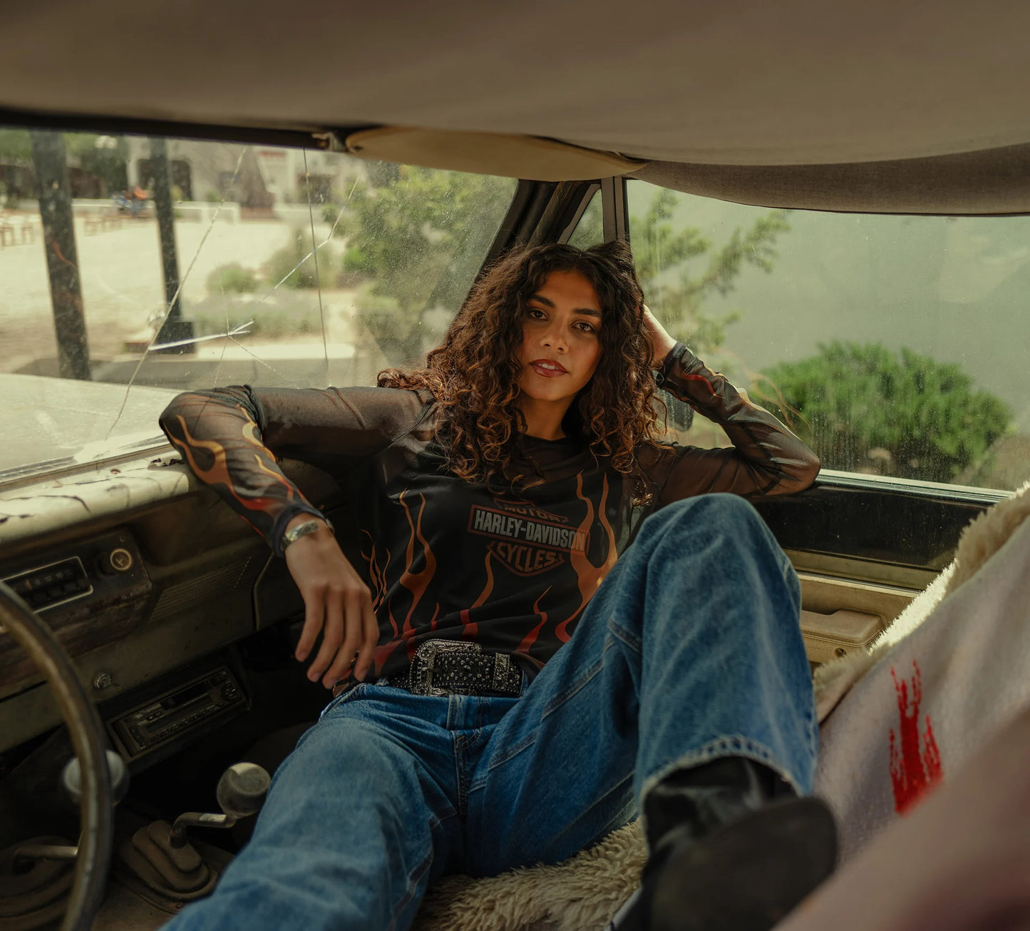 Top in rete Flames - Harley Black