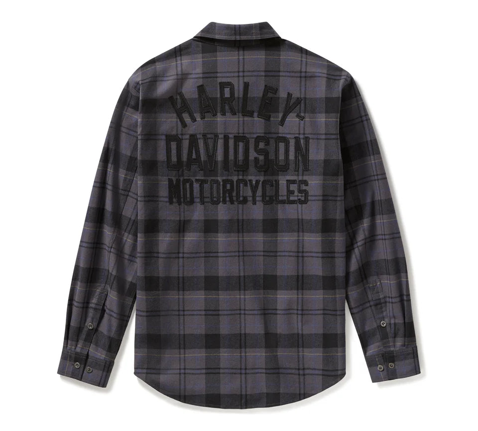 CAMICIA A QUADRI RACER FONT TINTA IN FILO - PLAID - ASPHALT & HARLEY BLACK