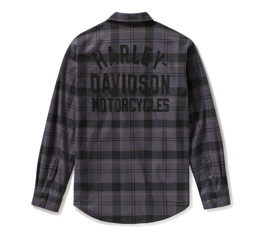 CAMICIA A QUADRI RACER FONT TINTA IN FILO - PLAID - ASPHALT & HARLEY BLACK