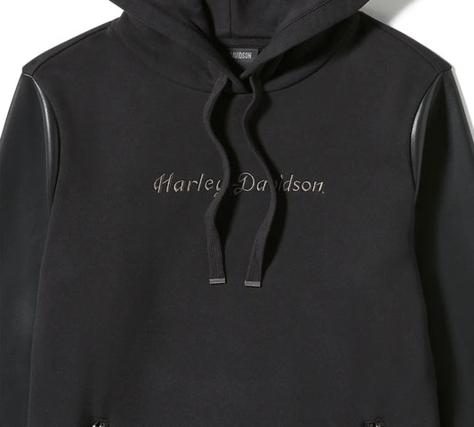 Felpa pullover con maniche in ecopelle - Harley Black