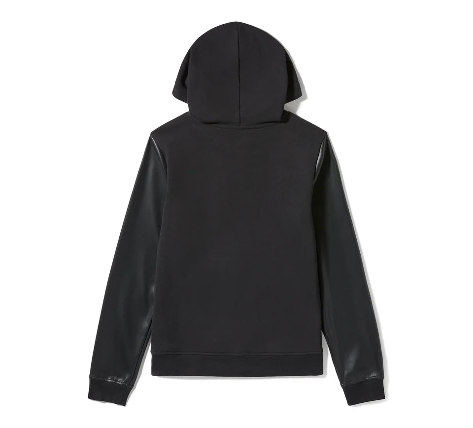 Felpa pullover con maniche in ecopelle - Harley Black