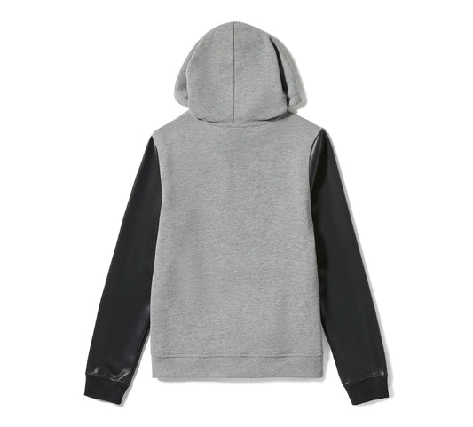 Felpa pullover con maniche in ecopelle - Medium Grey Heather & Harley Black