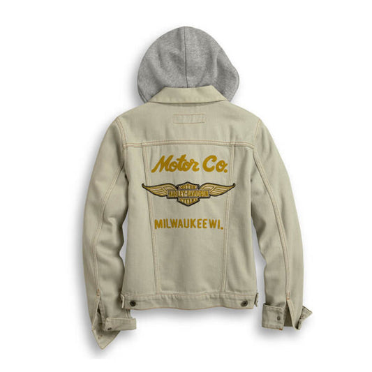 Giacca in denim da donna con logo alato Motor Co