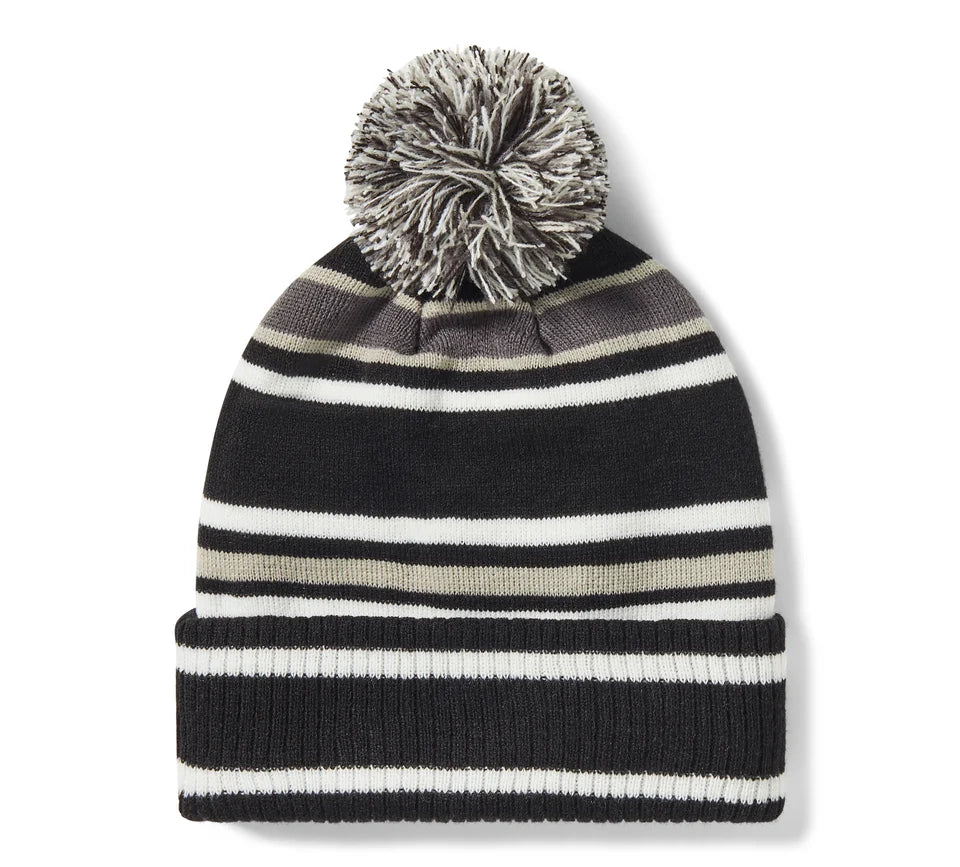 BEANIE CON PON-PON HARLEY-DAVIDSON STRIPE - HARLEY NERO E CLOUD DANCER