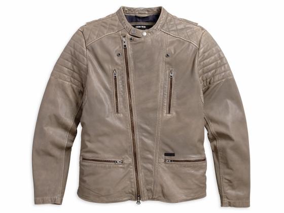 Giacca in pelle con zip asimmetrica da uomo