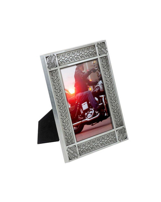 Cornice Harley-Davidson® Tire Tread Tin Plated Picture Frame - Holds 5" x 7" Photo