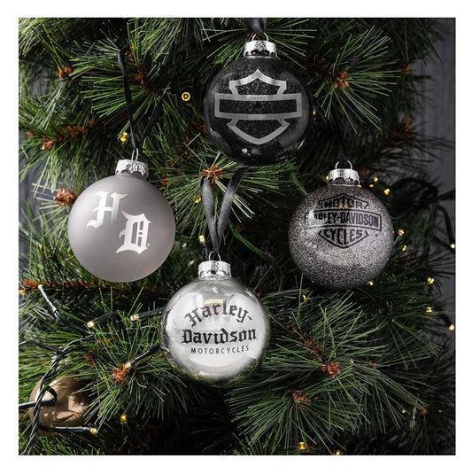 Set di 4 Palline di Natale Harley-Davidson® Old English Christmas Baubles / Ornament