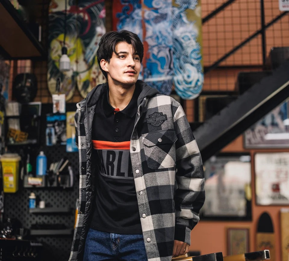 Giacca Camicia con cappuccio Traveler - Asphalt & Harley Black