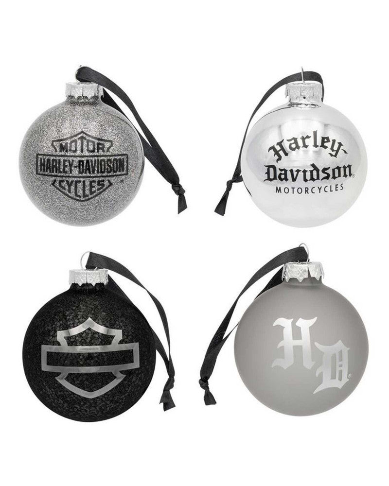 Set di 4 Palline di Natale Harley-Davidson® Old English Christmas Baubles / Ornament