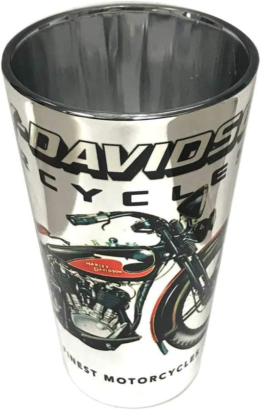 Bicchiere Harley-Davidson Vintage in vetro cromato, logo bar & shield