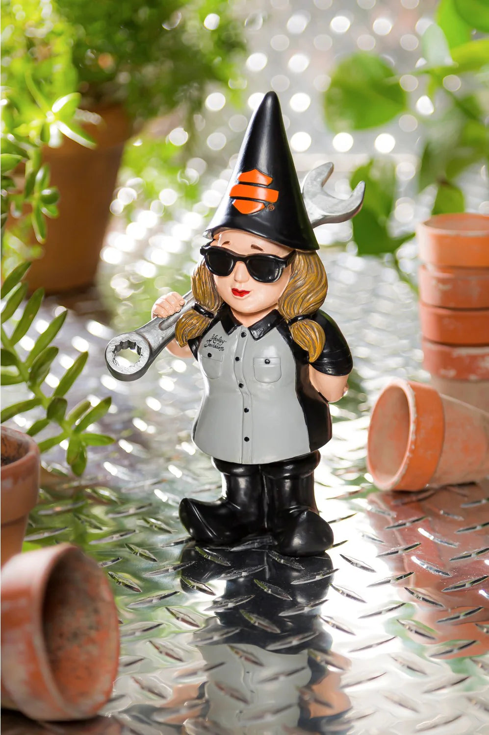 Gnoma da Giardino Harley-Davidson Lady Mechanic Gnome