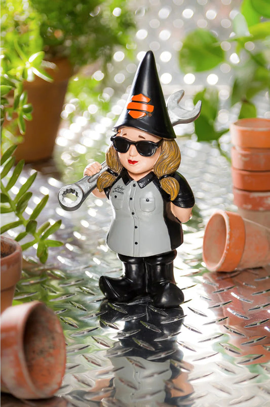 Gnoma da Giardino Harley-Davidson Lady Mechanic Gnome