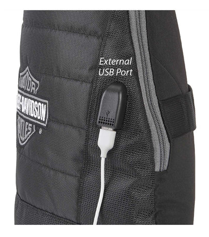 Zaino da viaggio trapuntato Harley-Davidson® Bar & Shield Deluxe USB