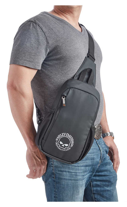 Borsa a tracolla Harley-Davidson® Super Sling, con logo Willie G Skull - Nero