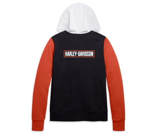 Felpa con cappuccio e zip Colorblok da donna