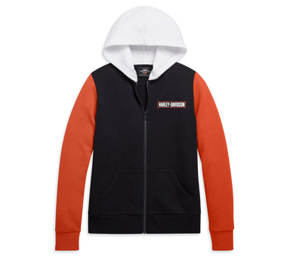 Felpa con cappuccio e zip Colorblok da donna