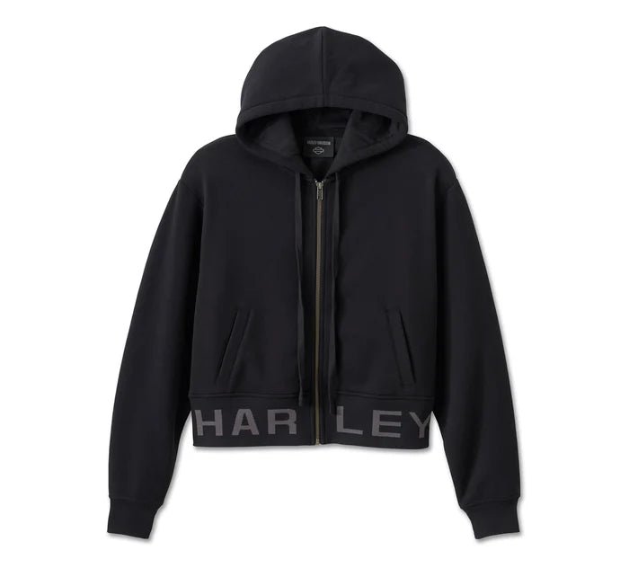 Felpa corta con zip e cappuccio Harley-Davidson® Harley Black