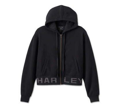Felpa corta con zip e cappuccio Harley-Davidson® Harley Black