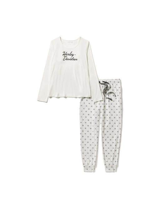 Set Pigiama a maniche lunghe Harley-Davidson® da donna - Cloud Dancer