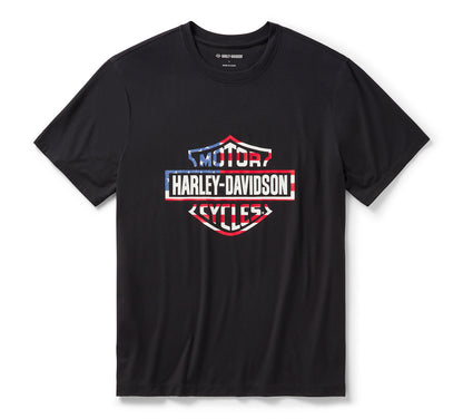 Camicia da uomo a maniche corte con stelle e strisce - Harley Black