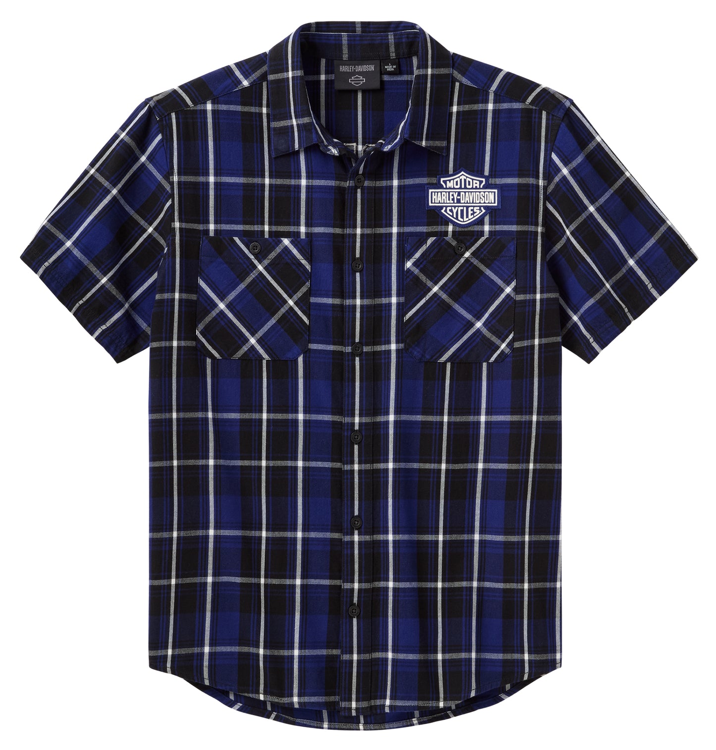 Camicia a maniche corte Harley-Davidson Essential check blu/bianca