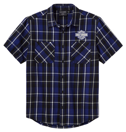 Camicia a maniche corte Harley-Davidson Essential check blu/bianca