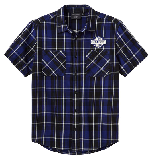 Camicia a maniche corte Harley-Davidson Essential check blu/bianca