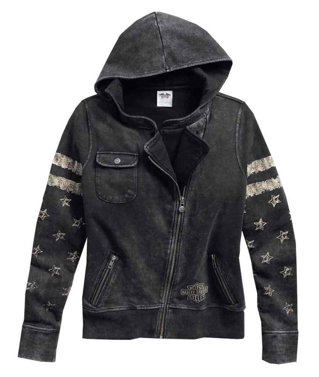 Felpa con cappuccio e cerniera Distressed