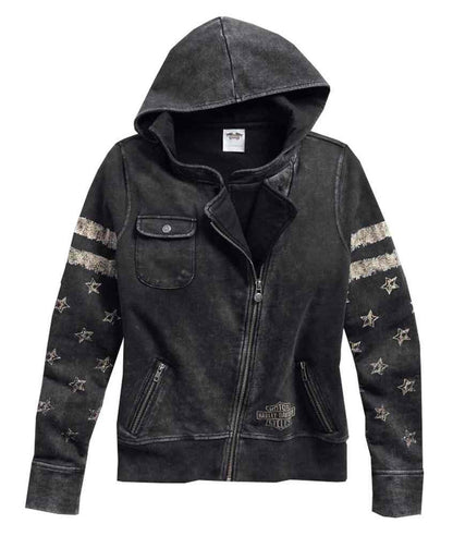 Felpa con cappuccio e cerniera Distressed