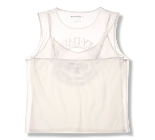 Top in rete Willie G Skull Bling da donna - Cloud Dancer