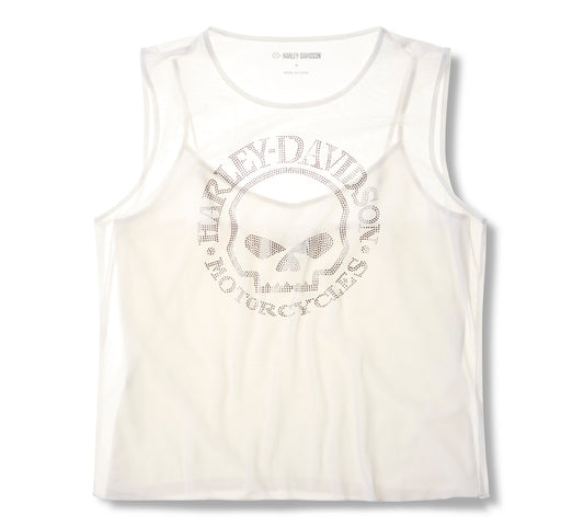 Top in rete Willie G Skull Bling da donna - Cloud Dancer