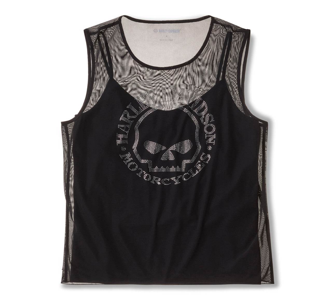 Top in rete Willie G Skull Bling da donna - Harley Black