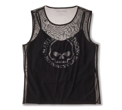 Top in rete Willie G Skull Bling da donna - Harley Black