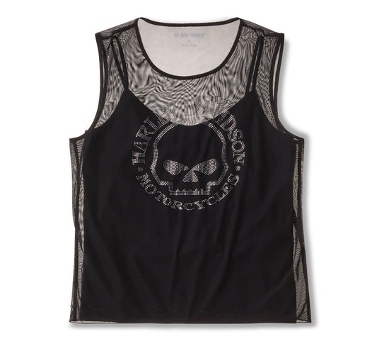 Top in rete Willie G Skull Bling da donna - Harley Black