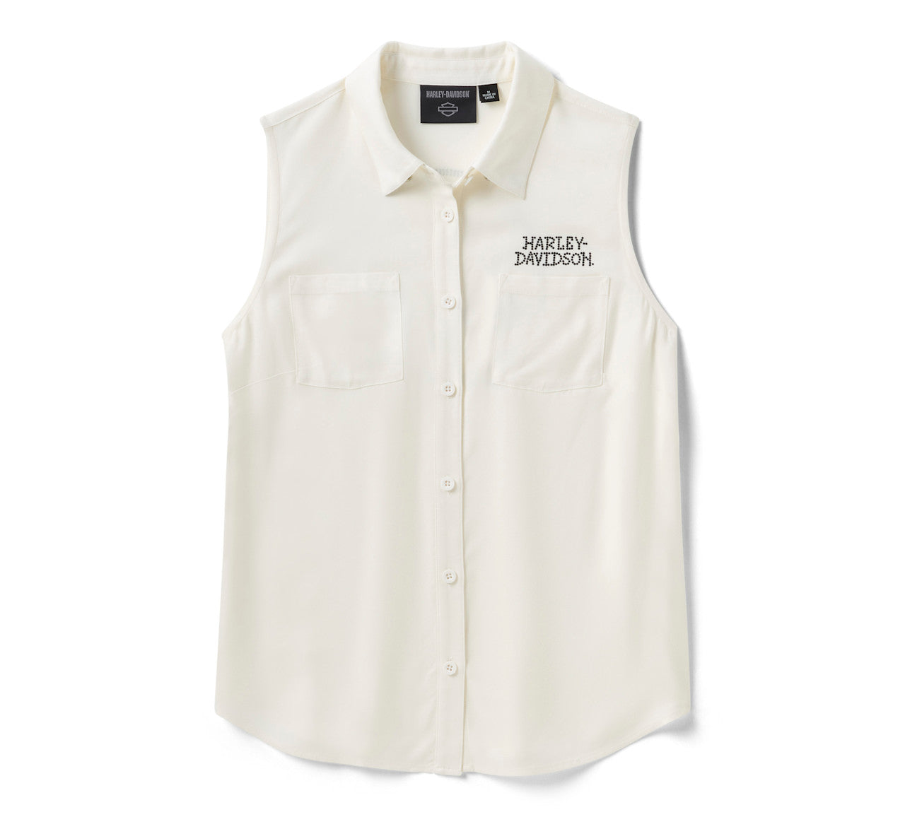 Camicia senza maniche in tessuto Willie G Skull Bling da donna - Cloud Dancer