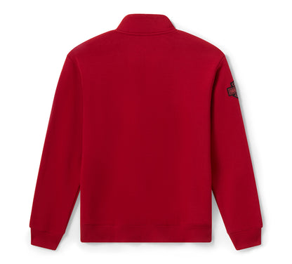 Felpa da uomo H-D Essential con cerniera a 1/4 - Deep Red