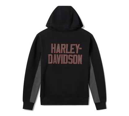Felpa con cappuccio e zip integrale H-D Essential da uomo - Colorblock - Harley Black & Asphalt