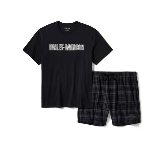 Completo pigiama con pantaloncino a quadri