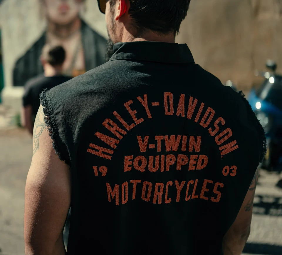 Camicia Smanicata harley-Davidson V-Twin Equipped Solid Blowout da uomo
