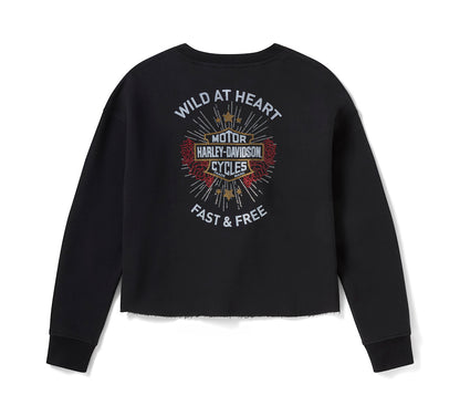 Felpa girocollo da donna Iron Rose in pile - Harley Black
