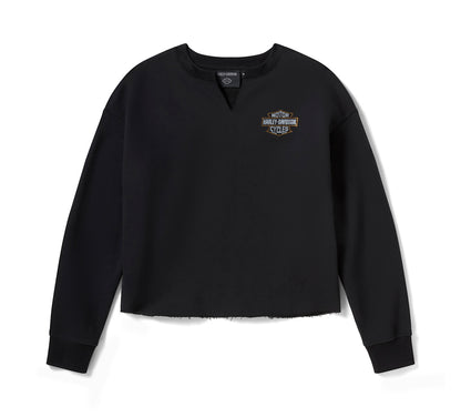 Felpa girocollo da donna Iron Rose in pile - Harley Black