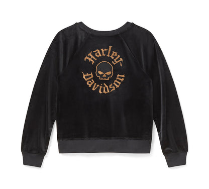 Maglia girocollo da donna Willie G Skull in velluto