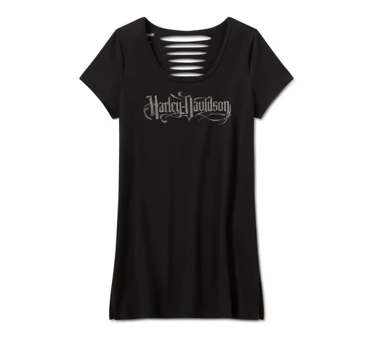 Tunica Bling Sabotage a maniche corte con strappi e toppe